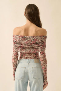 Poetic Petals Floral Mesh Foldover Bodysuit - ShopPromesa