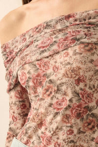 Poetic Petals Floral Mesh Foldover Bodysuit - ShopPromesa