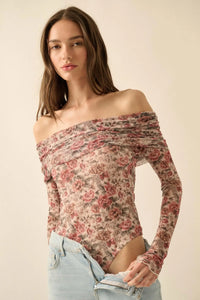 Poetic Petals Floral Mesh Foldover Bodysuit - ShopPromesa