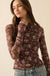 Full Flower Floral Mesh Mock-Neck Thumbhole Top - ShopPromesa