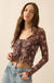Flowering Free Floral Mesh Layered Tie-Front Top - ShopPromesa