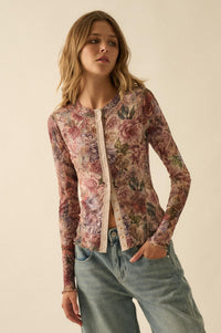 Valley Breeze Floral Mesh Henley Top - ShopPromesa