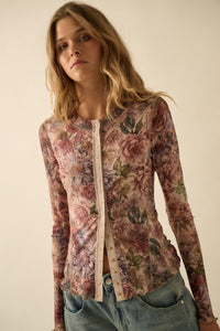 Valley Breeze Floral Mesh Henley Top - ShopPromesa