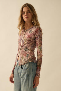 Valley Breeze Floral Mesh Henley Top - ShopPromesa