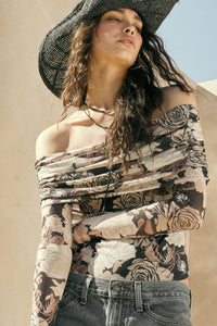 Night Garden Floral Mesh Foldover Bodysuit - ShopPromesa