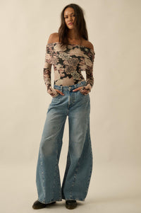 Night Garden Floral Mesh Foldover Bodysuit - ShopPromesa