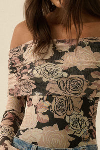 Night Garden Floral Mesh Foldover Bodysuit - ShopPromesa