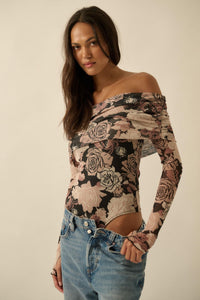 Night Garden Floral Mesh Foldover Bodysuit - ShopPromesa