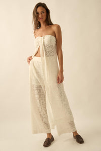 Pure Soul Floral Lace Strapless Flyaway Maxi Top - ShopPromesa