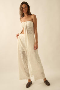 Pure Soul Floral Lace Strapless Flyaway Maxi Top - ShopPromesa