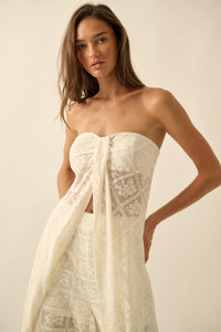 Pure Soul Floral Lace Strapless Flyaway Maxi Top - ShopPromesa