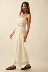 Pure Soul Floral Lace Strapless Flyaway Maxi Top - ShopPromesa