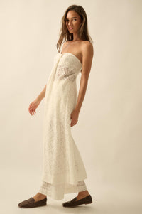 Pure Soul Floral Lace Strapless Flyaway Maxi Top - ShopPromesa