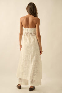 Pure Soul Floral Lace Strapless Flyaway Maxi Top - ShopPromesa