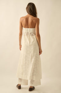 Pure Soul Floral Lace Strapless Flyaway Maxi Top - ShopPromesa