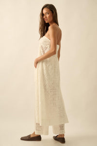 Pure Soul Floral Lace Strapless Flyaway Maxi Top - ShopPromesa