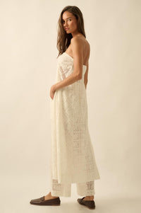 Pure Soul Floral Lace Strapless Flyaway Maxi Top - ShopPromesa