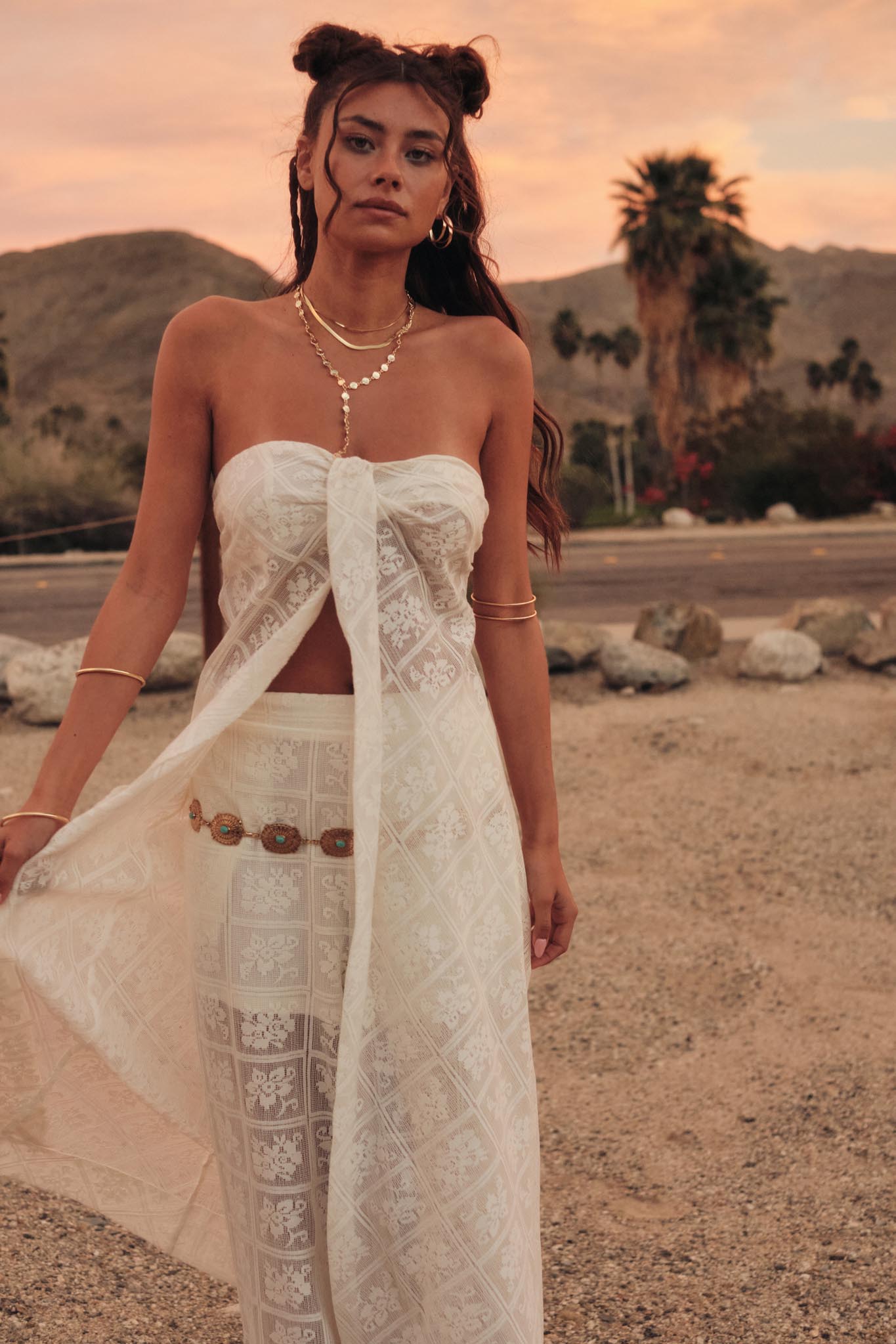 Pure Soul Floral Lace Strapless Flyaway Maxi Top - ShopPromesa