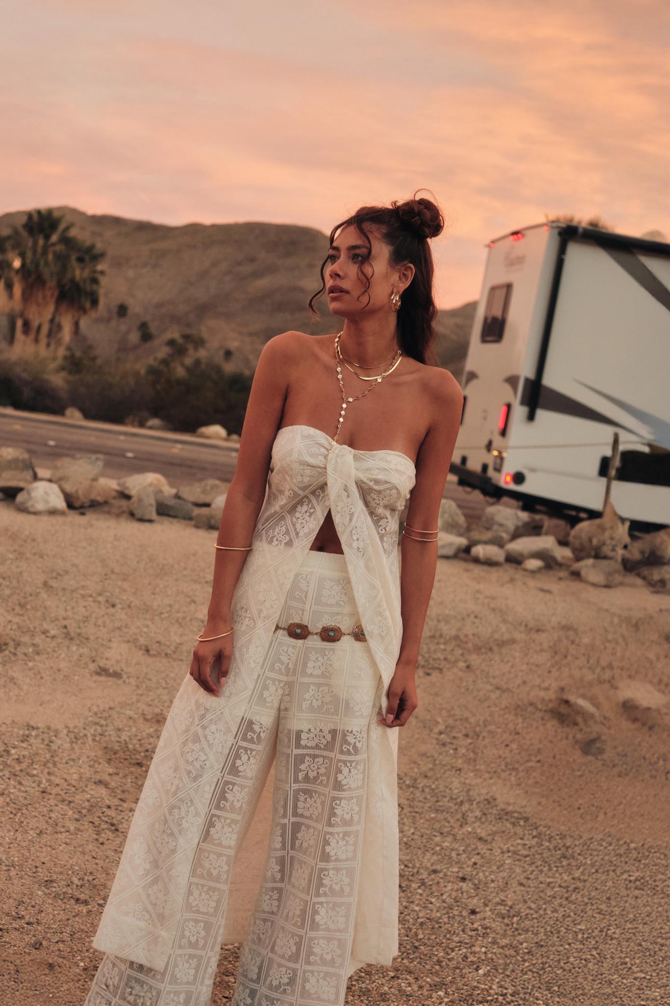 Pure Soul Floral Lace Strapless Flyaway Maxi Top - ShopPromesa