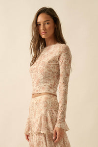 Fanciful Feeling Paisley Mesh Long-Sleeve Top - ShopPromesa