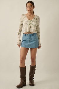 Wait and Sea Nautical Mesh Mock-Neck Thumbhole Top - ShopPromesa