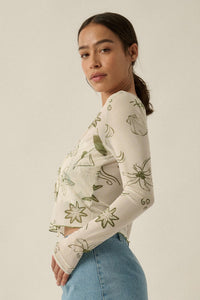 Wait and Sea Nautical Mesh Mock-Neck Thumbhole Top - ShopPromesa