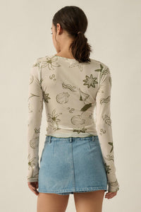 Wait and Sea Nautical Mesh Mock-Neck Thumbhole Top - ShopPromesa