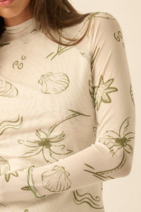 Sea You Later Nautical Mesh Layered Tie-Front Top - ShopPromesa