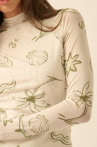 Sea You Later Nautical Mesh Layered Tie-Front Top - ShopPromesa