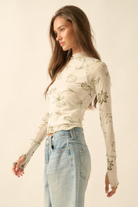 Sea You Later Nautical Mesh Layered Tie-Front Top - ShopPromesa