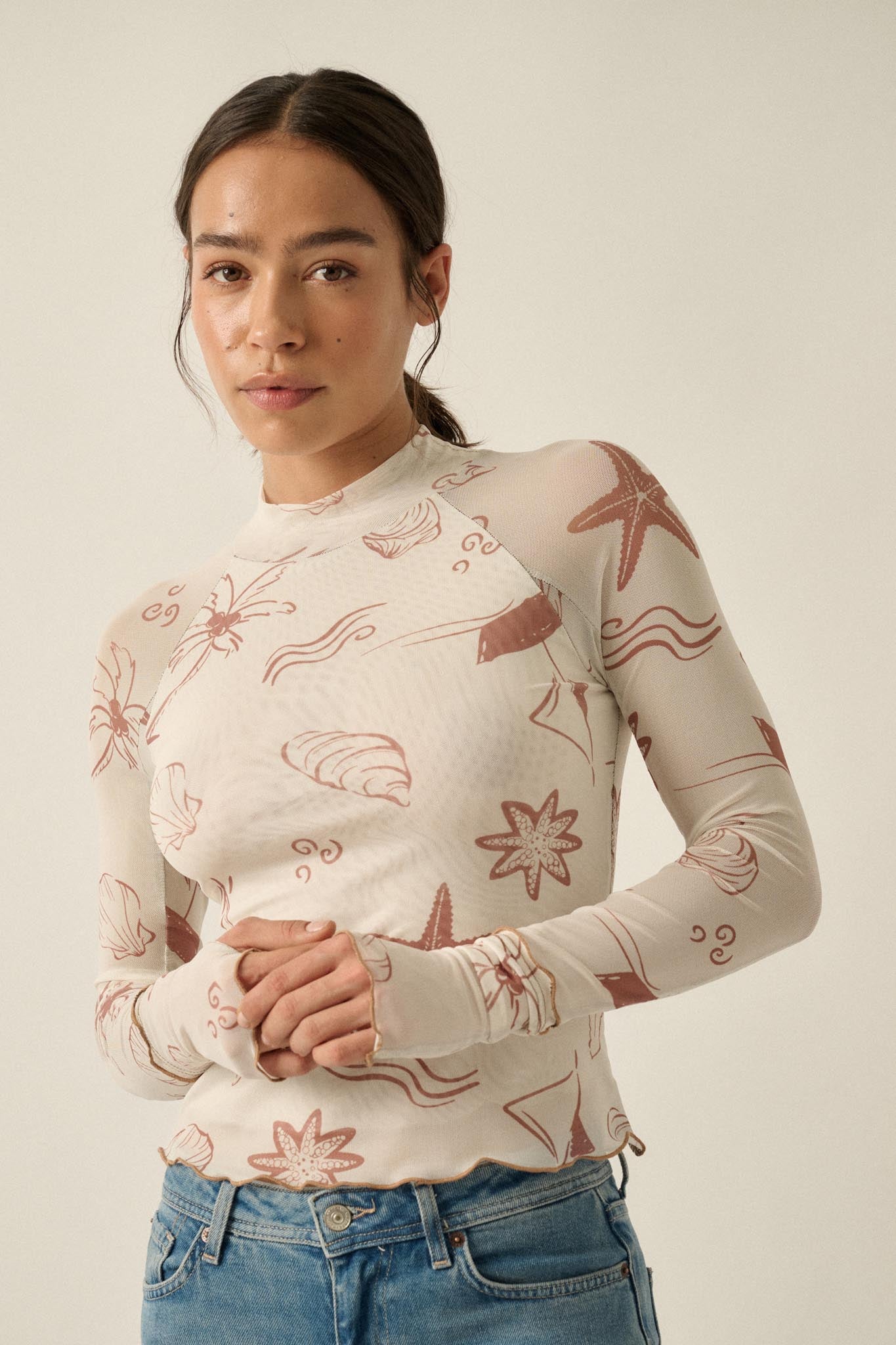 Sea You Later Nautical Mesh Layered Tie-Front Top - ShopPromesa