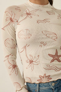 Sea You Later Nautical Mesh Layered Tie-Front Top - ShopPromesa