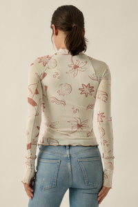 Sea You Later Nautical Mesh Layered Tie-Front Top - ShopPromesa