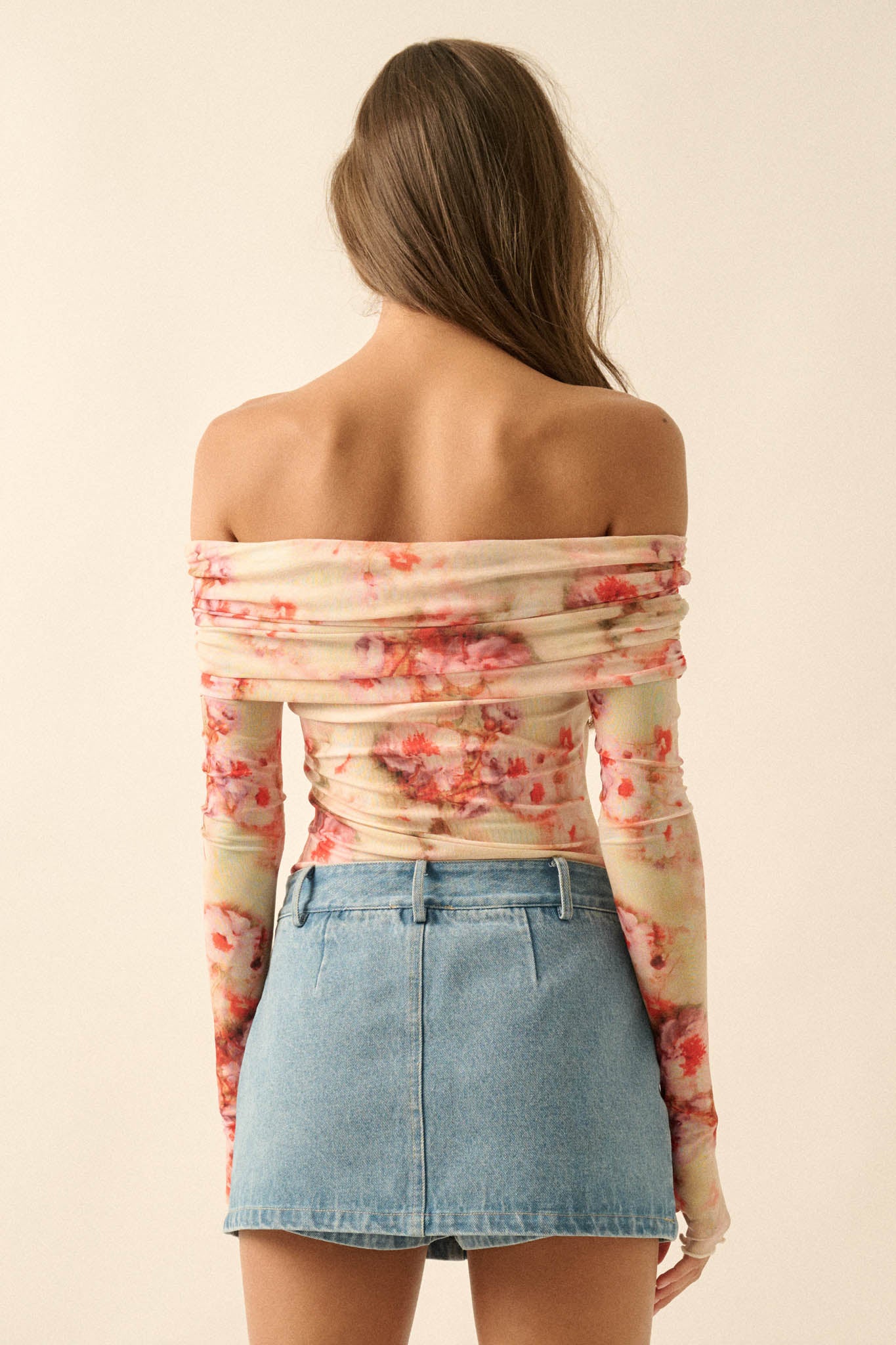 Always Rosy Floral Mesh Off-Shoulder Bodysuit - ShopPromesa
