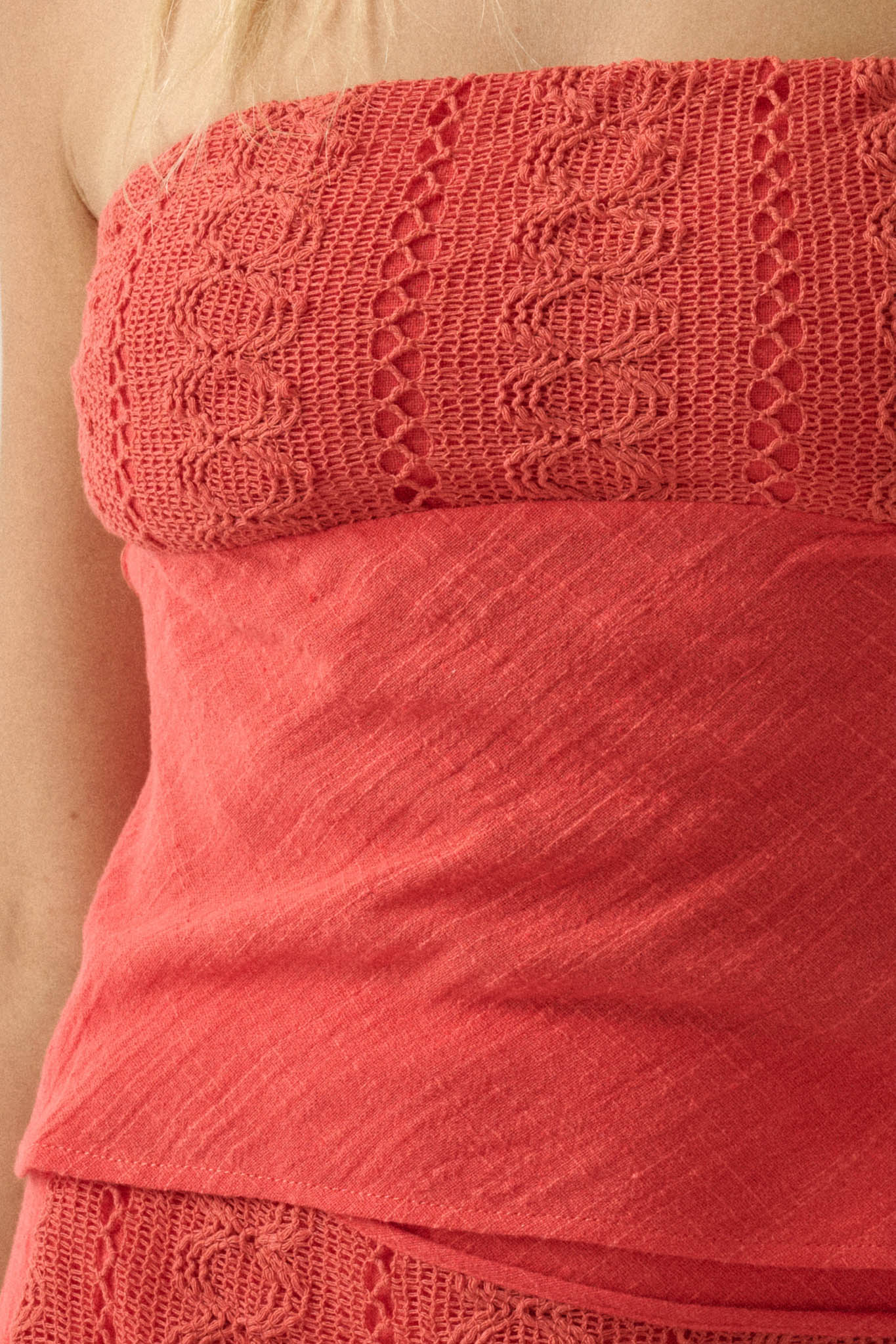 Easy Going Cotton Gauze and Lace Strapless Top - ShopPromesa