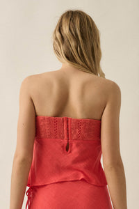 Easy Going Cotton Gauze and Lace Strapless Top - ShopPromesa