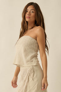 Easy Going Cotton Gauze and Lace Strapless Top - ShopPromesa