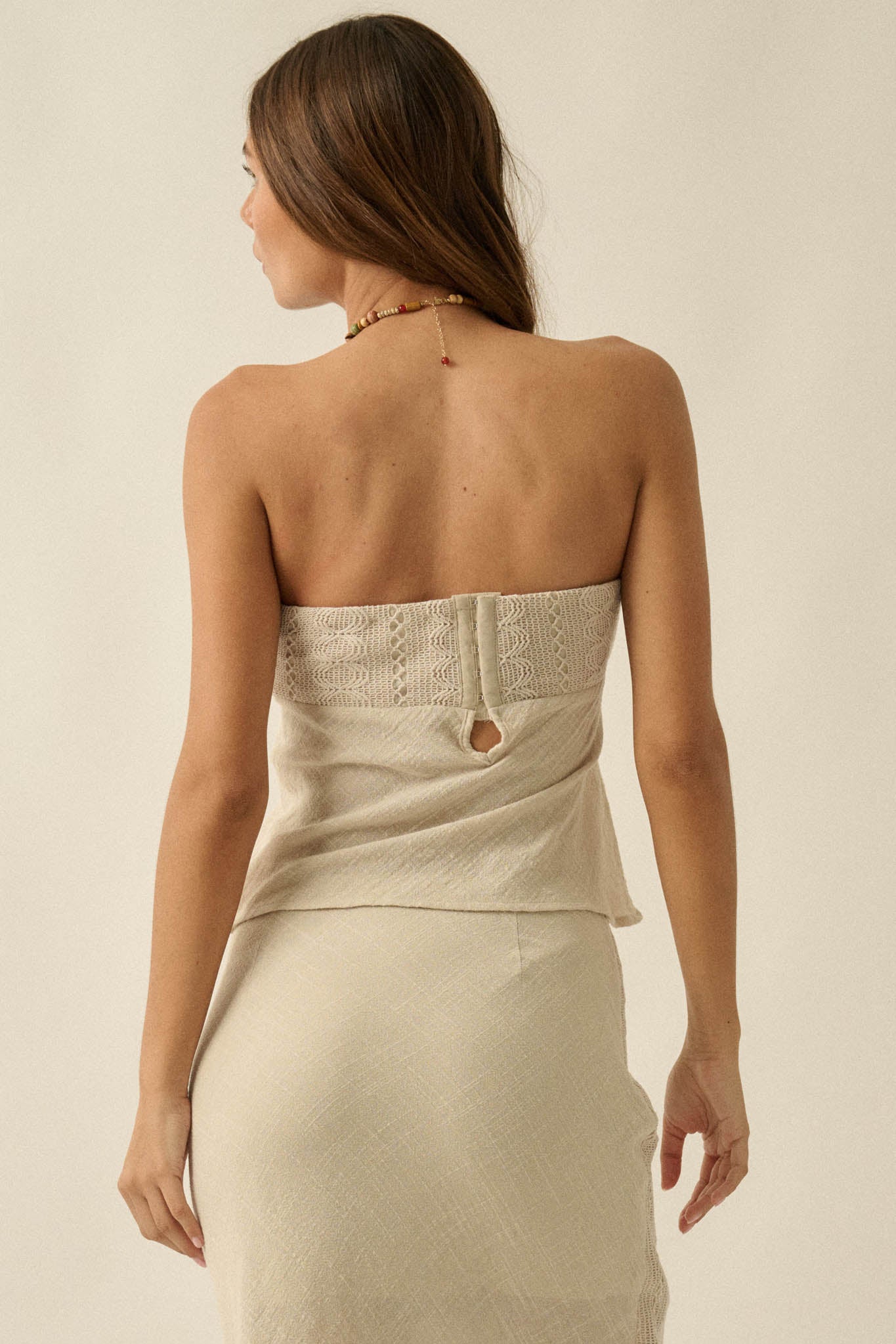 Easy Going Cotton Gauze and Lace Strapless Top - ShopPromesa