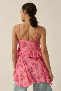 Full Bloom Striped Floral Chiffon Babydoll Cami Top - ShopPromesa