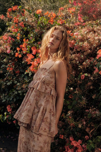 Full Bloom Striped Floral Chiffon Babydoll Cami Top - ShopPromesa