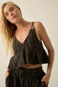 Market Day Floral-Stripe Cotton Babydoll Cami Top - ShopPromesa