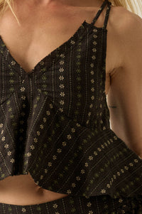 Market Day Floral-Stripe Cotton Babydoll Cami Top - ShopPromesa