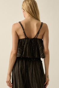 Market Day Floral-Stripe Cotton Babydoll Cami Top - ShopPromesa