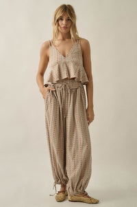 Market Day Floral-Stripe Cotton Babydoll Cami Top - ShopPromesa