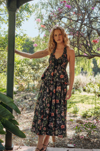 Bouquet in Bloom Floral Smocked Peplum Halter Top - ShopPromesa