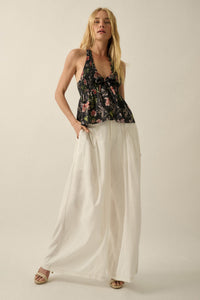 Bouquet in Bloom Floral Smocked Peplum Halter Top - ShopPromesa