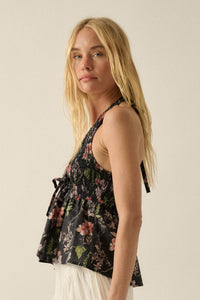 Bouquet in Bloom Floral Smocked Peplum Halter Top - ShopPromesa