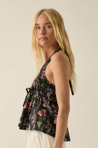 Bouquet in Bloom Floral Smocked Peplum Halter Top - ShopPromesa