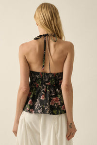 Bouquet in Bloom Floral Smocked Peplum Halter Top - ShopPromesa