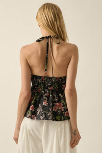 Bouquet in Bloom Floral Smocked Peplum Halter Top - ShopPromesa